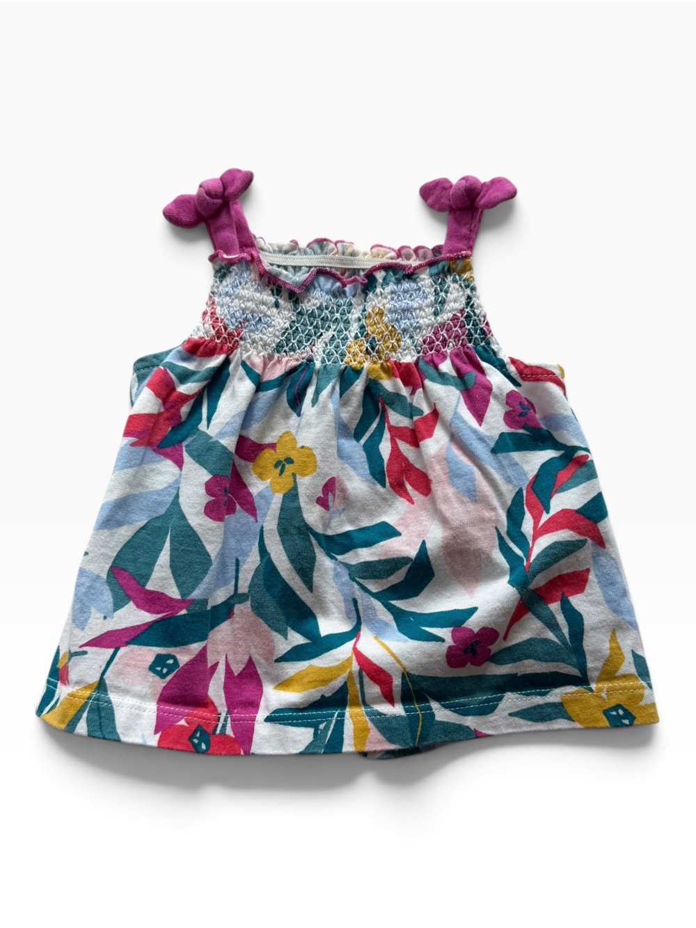 Carter's Floral Smocked Tank Top with Pink Knot Straps